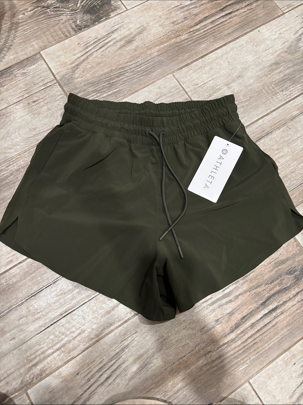 Athleta Olive Green Pull-On Performance Shorts